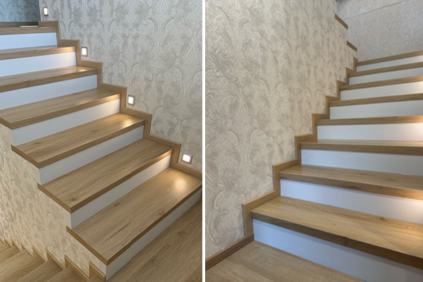 Vinylové schody s bílou podstupnicí BUKOMA Dub Natur Light Tučapy Vyškov