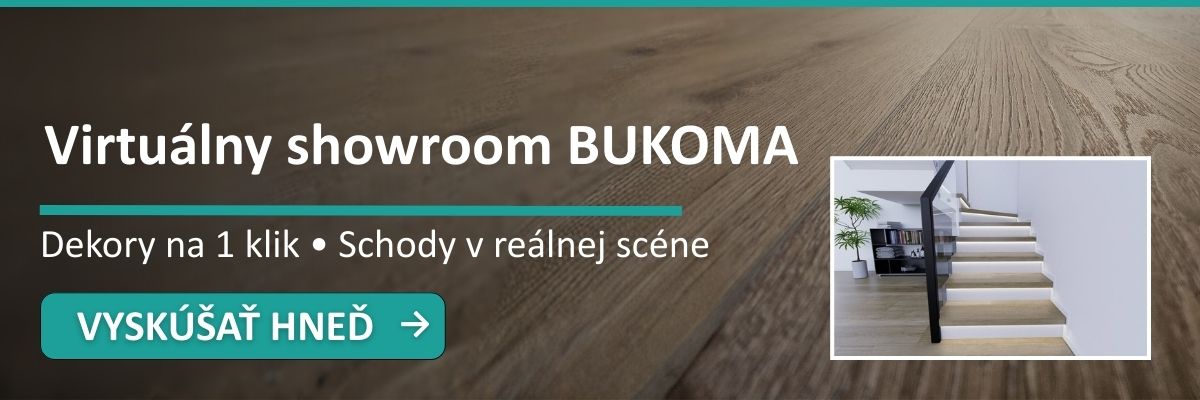 Virtuálny showroom BUKOMA – porovnajte dekory na schodoch s nosom a bielou podstupnicou