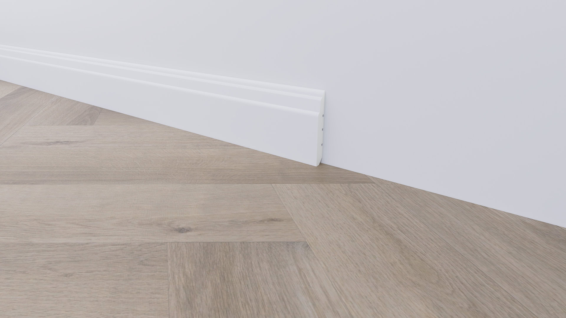 Soklová lišta BUKOMA PROFI-80 Biela – kombinácia s Dubom Pieskovým Elegance