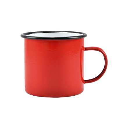 Smaltovaný hrnček 10 cm 670 ml červeno-biely