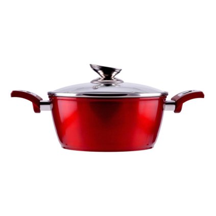 6249 6249 metal red line hlinikovy hrniec s neprilnavym povrchom a sklenenou pokrievkou 22 cm 2 6 l indukcny