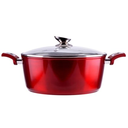 Metal Red Line nepriľnavý hliníkový hrniec so sklenenou pokrievkou 30 cm, 7,2 l, indukčný
