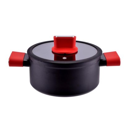 Nepriľnavý hliníkový hrniec Straight Line so sklenenou pokrievkou 20 cm, 3 l, indukčný