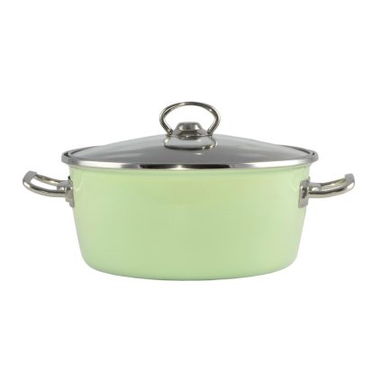 Smaltovaný hrniec Green Elite 22 cm + sklenená pokrievka