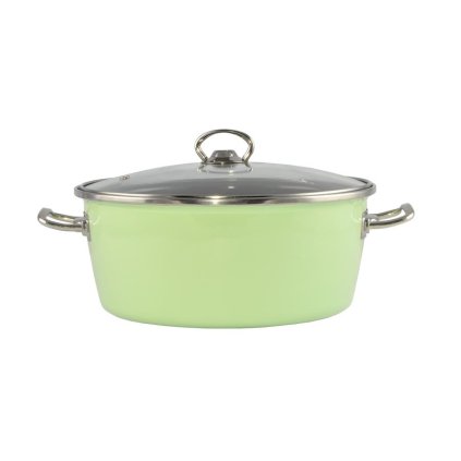 Smaltovaný hrniec Green Elite 26 cm + sklenená pokrievka