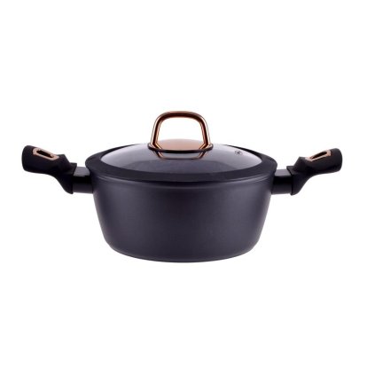 Hliníkový hrniec Golden Line s nepriľnavým povrchom a sklenenou pokrievkou 20 cm, 3,2 l, indukčný