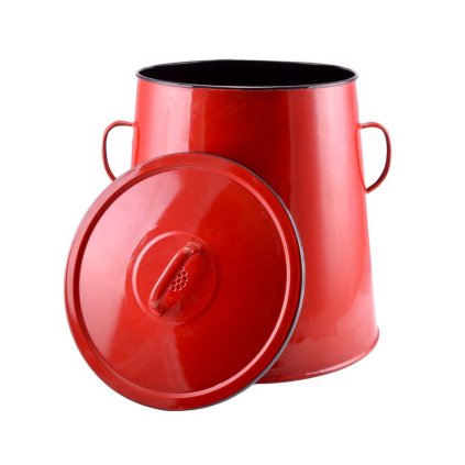 Smaltovaná nádoba na masť 30 litrov červený