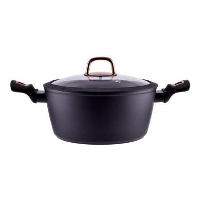 Hliníkový hrniec Golden Line s nepriľnavým povrchom a sklenenou pokrievkou 24 cm, 4 l, indukčný