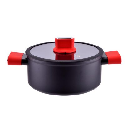 Nepriľnavý hliníkový hrniec Straight Line so sklenenou pokrievkou 24 cm, 5 l, indukčný