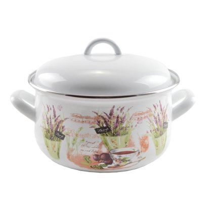 Smaltovaný hrniec s pokrievkou 20 cm – Levanduľa
