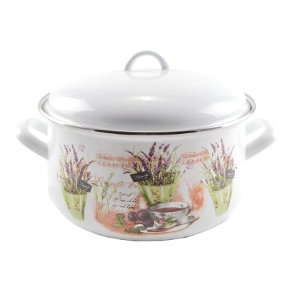 Smaltovaný kvetináč s levanduľou 24 cm + pokrievka