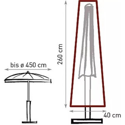 Kryt na záhradný slnečník 260*40 cm (pre max. priemer 450 cm)