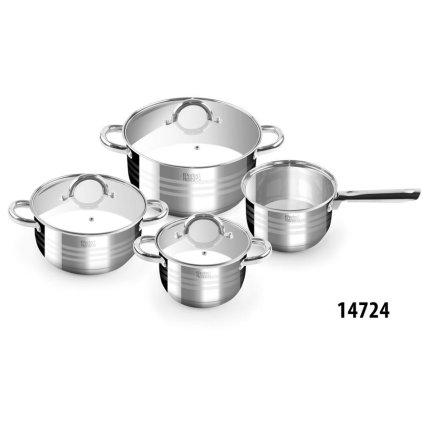 Luxusná 7-dielna sada riadu z nehrdzavejúcej ocele so skleneným pokrievkou