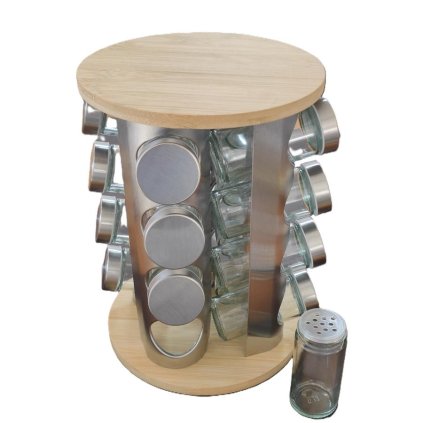 7575 7575 otocny stojan na koreniny 16 dielov bambus nehrdzavejuca ocel