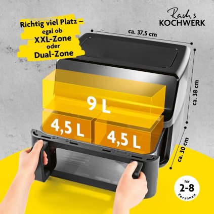 GOURMETMAXX Teplovzdušná fritéza/ Digitálna varná dvojkomorová 9l