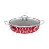 Smaltovaná rajnica s červenými bodkami, 26 cm + sklenená pokrievka