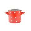 Hrnček na polievku v tvare hrnca s červenými bodkami 385 ml