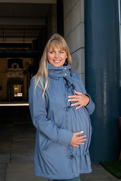 Wombat & Co. celoroční softshellová nosicí a těhotenská bunda WOMBATSHELL Light Blue