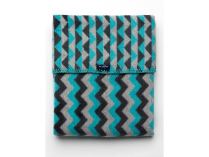 Detská bavlnená deka so vzorom Cik-Cak Womar 75x100 grafitovo-sivo-tyrkysová