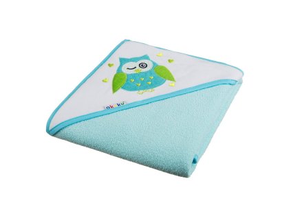 Detská osuška 80x80 Akuku tyrkysová so sovou