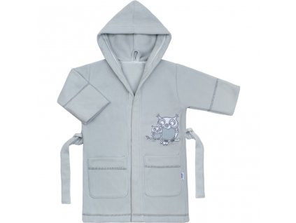 Detský župan New Baby Sovičky sivý