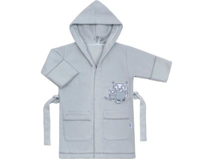 Detský župan New Baby Sovičky sivý
