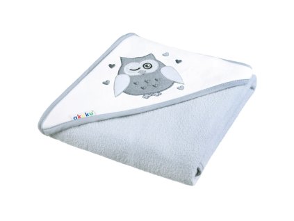 Detská osuška 80x80 Akuku sivá so sovou