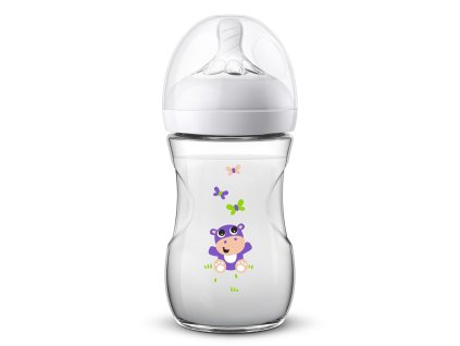 Dojčenská fľaša Avent Natural 260 ml biela hroch