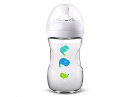 Dojčenská fľaša Avent Natural 260 ml biela veľryba