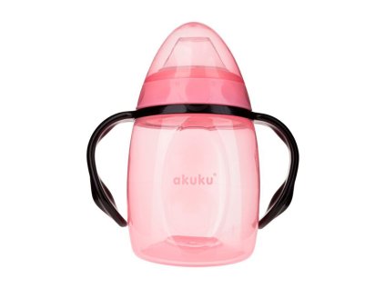 Hrnček naklonený so silikónovým náustkom Akuku 280ml rúžový