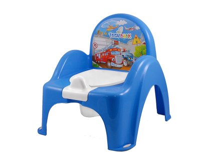 Hrajúci detský nočník s poklopom Autíčka modrý