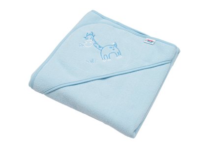 Detská froté osuška s výšivkou a kapuckou New Baby 80x80 modrá žirafka