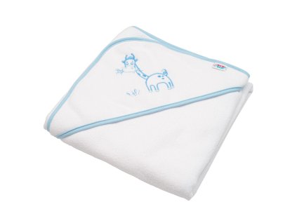 Detská froté osuška s výšivkou a kapuckou New Baby 80x80 biela žirafka