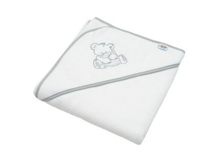 Detská froté osuška s výšivkou a kapuckou New Baby 80x80 biela medveď