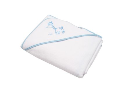 Detská froté osuška s výšivkou a kapuckou New Baby 100x100 biela žirafka
