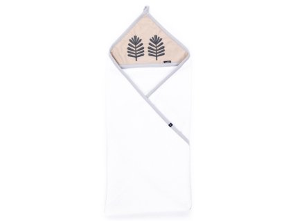 Detská bavlnená osuška Womar 80x80 lístky béžová