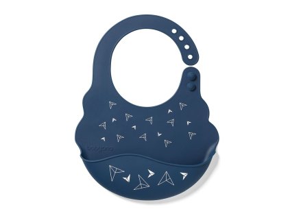 Nastaviteľný silikónový podbradník s kapsičkou Baby Ono tmavomodrý