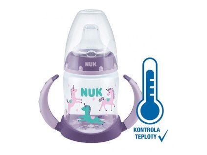 Dojčenská fľaša na učenie NUK s kontrolou teploty 150 ml fialová