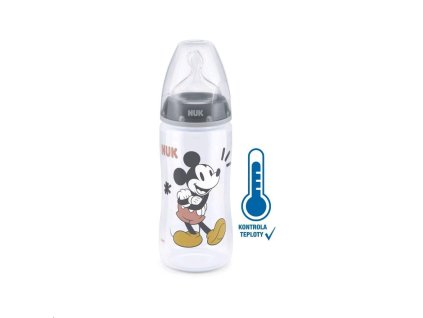 Dojčenská fľaša na učenie NUK Disney Mickey s kontrolou teploty 300 ml sivá