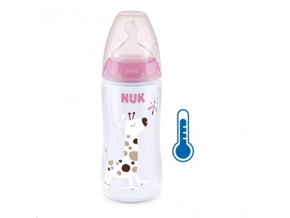 Dojčenská fľaša NUK FC+Temperature Control 300 ml BOX-Flow Control cumlík pink