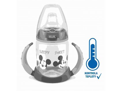 Dojčenská fľaša na učenie NUK Disney Mickey s kontrolou teploty 150 ml sivá