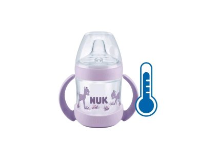 Dojčenská fľaša na učenie NUK Nature Sense s kontrolou teploty 150 ml fialová