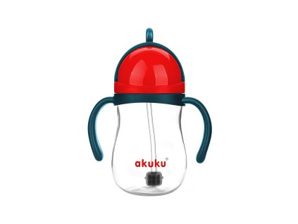 Kúzelná fľaška so slamkou a závažím Akuku 280 ml červená
