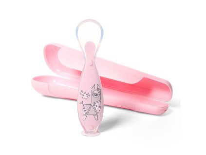 Silikónová lyžička s prísavkou Baby Ono ružová