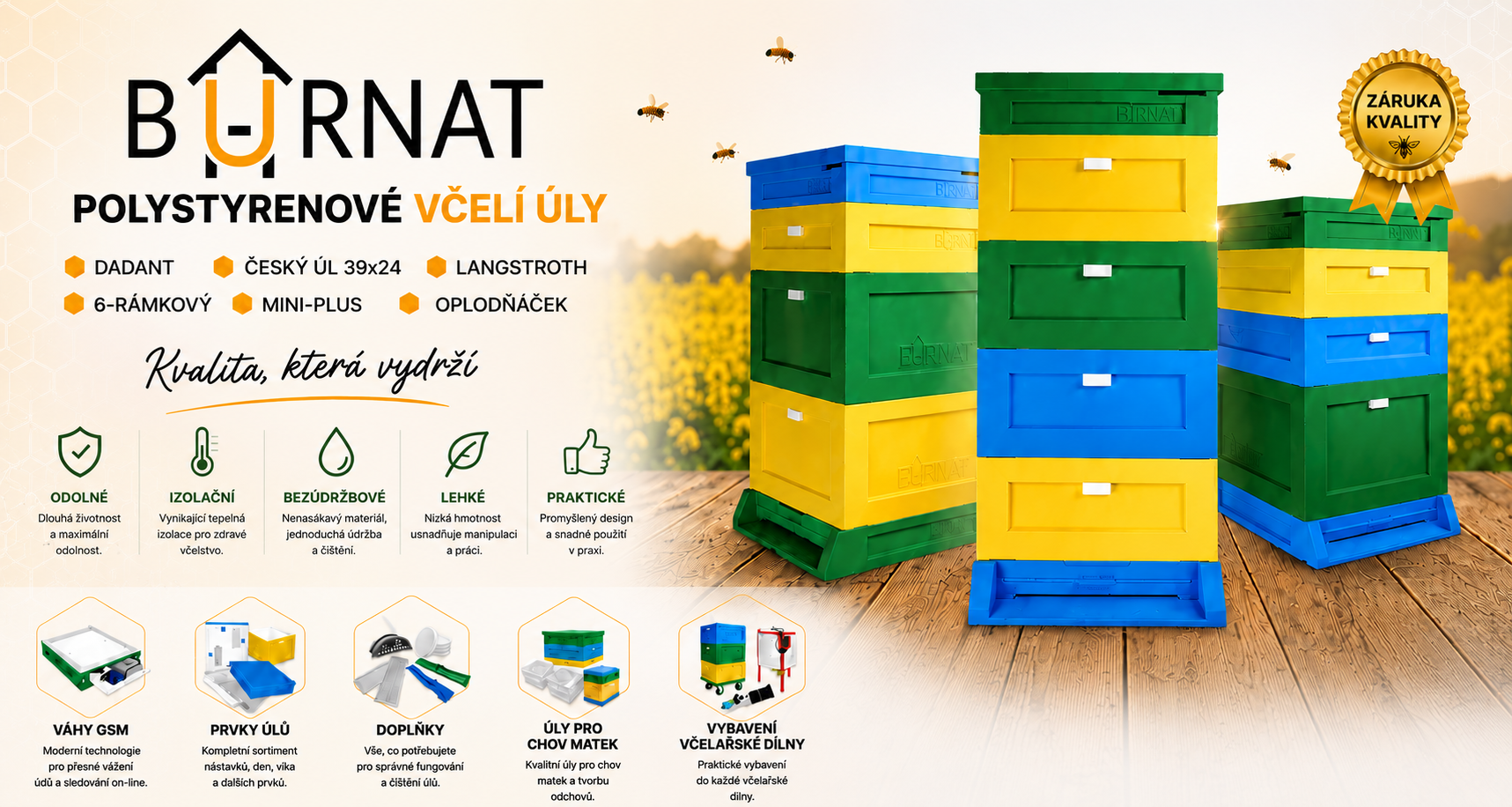 Polystyrenové úly Burnat pro moderní včelaření
