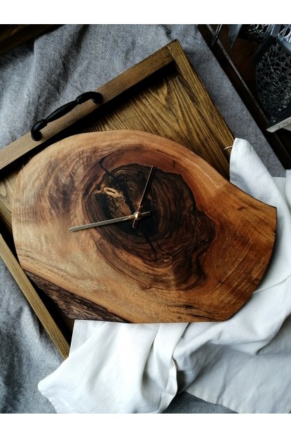 Nástěnné dřevěné designové hodiny z ořechového dřeva WALNUT