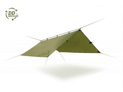 Bivakovací celta / plachta DD HAMMOCKS Tarp 3x3m RECYKLOVATELNÁ - OLIVE