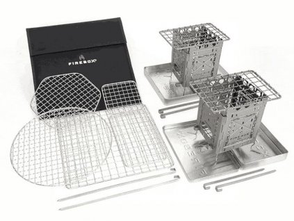 Set 2x titanový DŘÍVKÁČ Firebox FREESTYLE + velká sada příslušenství Everything Kit - TWO STOVES (8 PANELS)