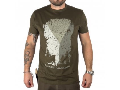 Tričko JUBÖ BUSHCRAFT Vlajka - olivové