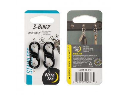Nite Ize S-Biner Microlock oboustranná nerezová karabina - sada 2 ks - černá